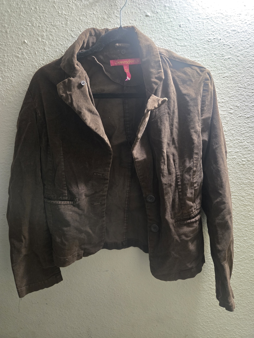Jennyfer Brown Corduroy Blazer Jacket Women's Medium Button Front Casual Career - Picture 1 of 4